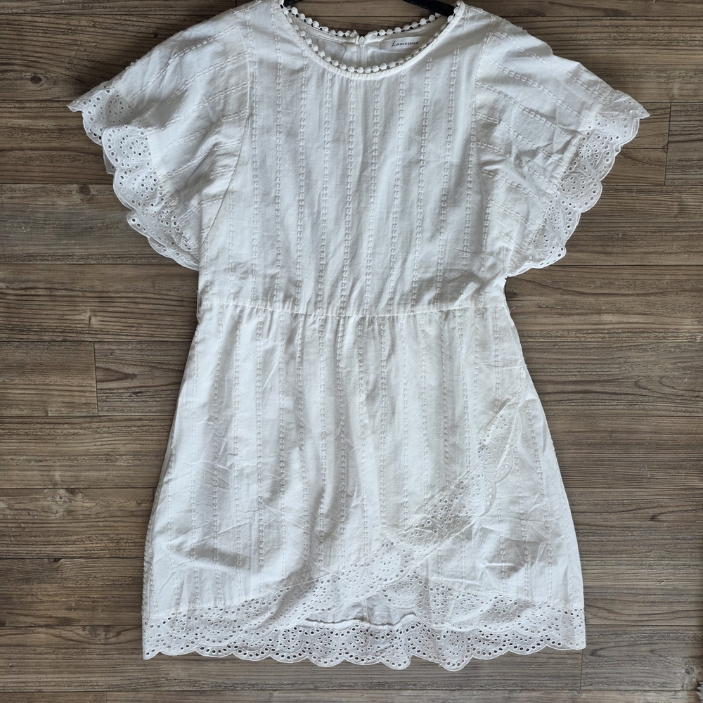 Eyelet Faux-Wrap Dress Size M - Picture 2 of 6